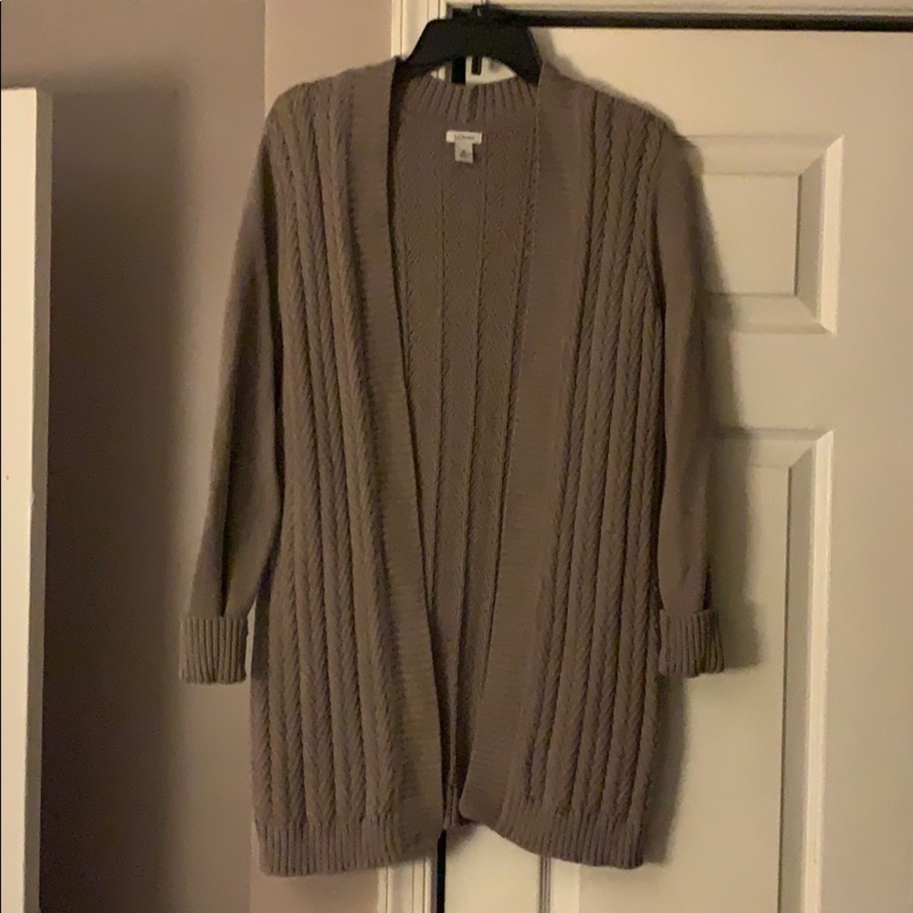 LL Bean Taupe Cardigan Size Medium